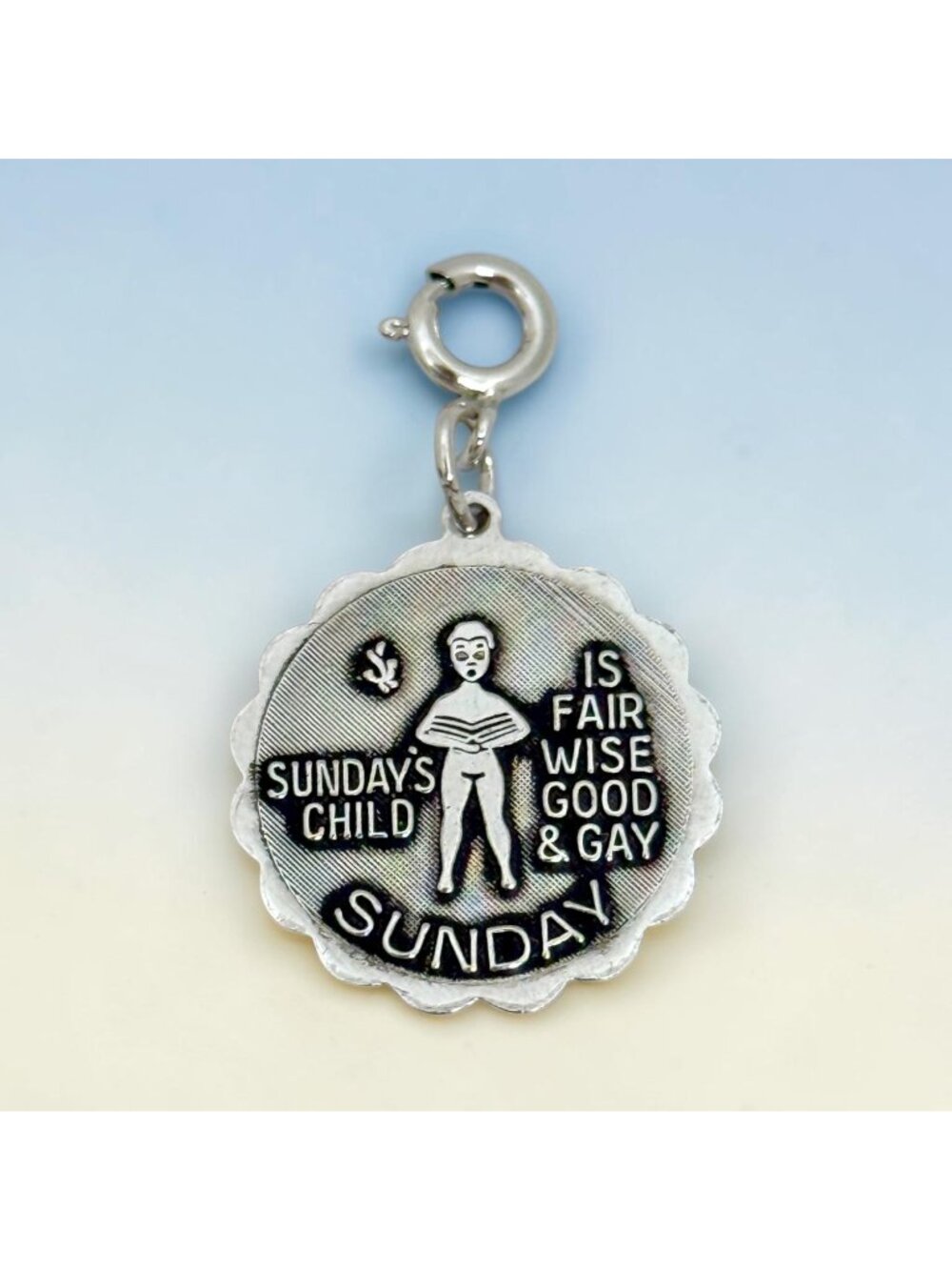 Vintage Sarah Coventry Sunday's Child Charm Pendant 9351 w/Original Box